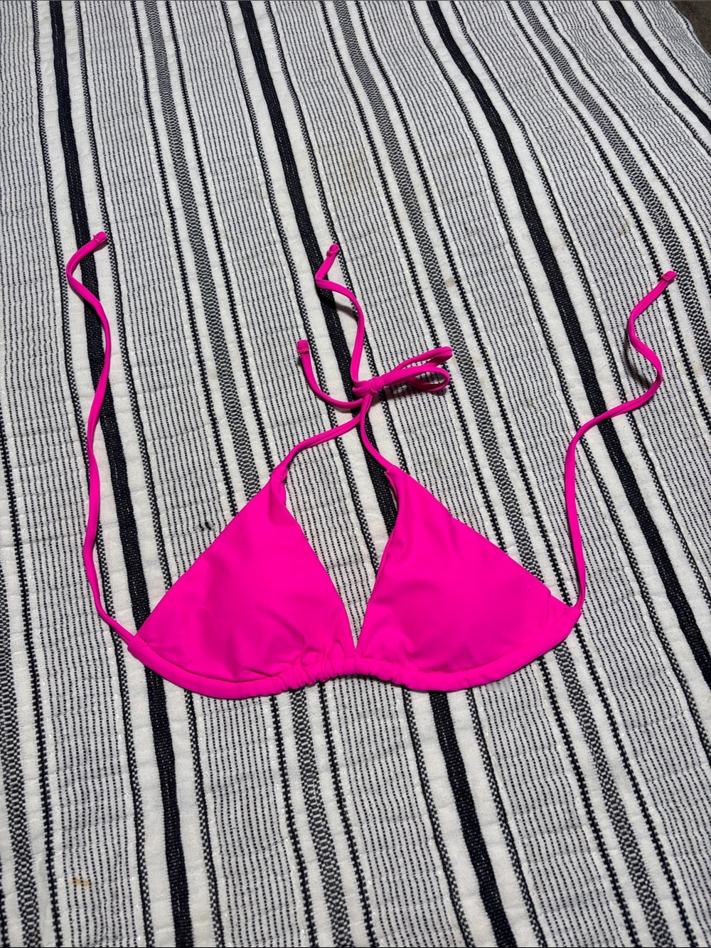 Women’s Hot Pink Triangle Bikini Top - Classic Tie-Back Swim